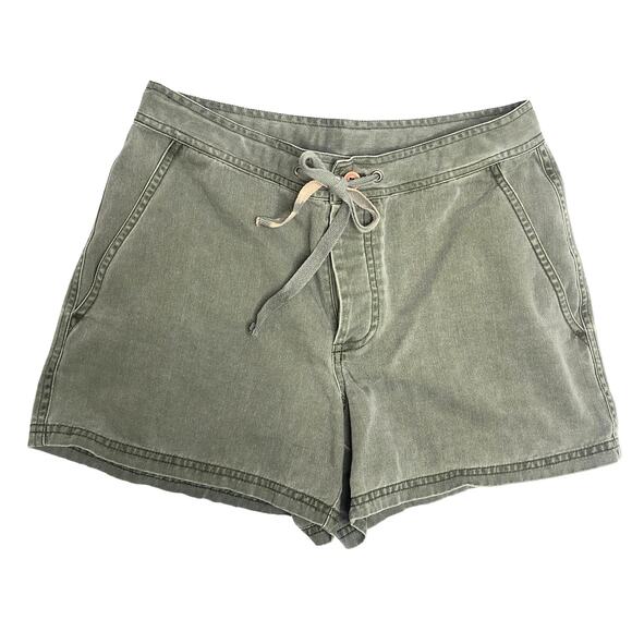 J. Crew Army Green Button Fly High Rise Cotton Shorts XS - Picture 1 of 4